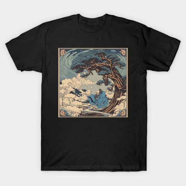 Hokusai-inspired Woodblock Print: The Wind in the Trees T-Shirt by naars90